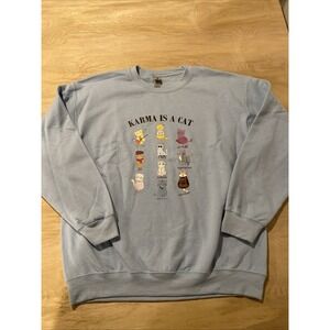 Karma is a Cat Sweatshirt Size Large Taylor‎ Swift Eras Blue Gildan